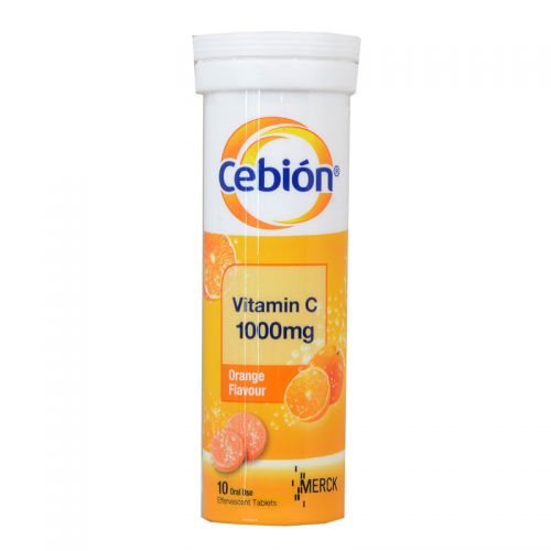 Cebion Vitamin C 1000mg - 10 Oral Use Effervescent Tablets (Orange Flavour)